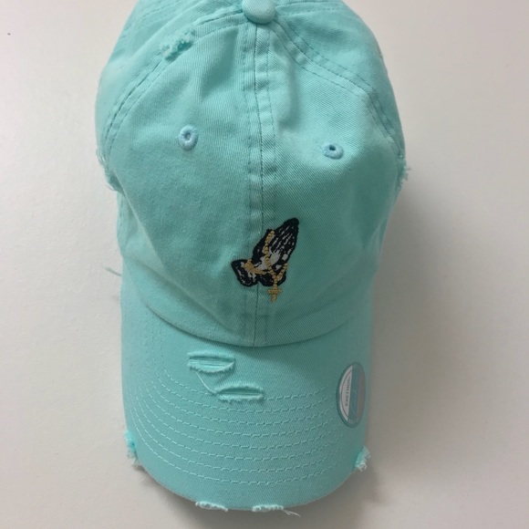 Stylish Mint Green distressed baseball cap - Picture 1 of 2